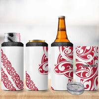 All White Maori Tribal Tattoo Personalised 4 in 1 Can Cooler Tumbler Classic Red Polynesian Style LT9 - Polynesian Pride