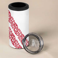 All White Maori Tribal Tattoo Personalised 4 in 1 Can Cooler Tumbler Classic Red Polynesian Style LT9 - Polynesian Pride