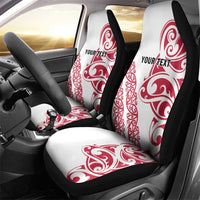 All White Maori Tribal Tattoo Personalised Car Seat Cover Classic Red Polynesian Style - Polynesian Pride
