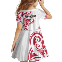 All White Maori Tribal Tattoo Personalised Family Matching Off The Shoulder Long Sleeve Dress and Hawaiian Shirt Classic Red Polynesian Style LT9 - Polynesian Pride