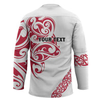 All White Maori Tribal Tattoo Personalised Hockey Jersey Classic Red Polynesian Style - Polynesian Pride