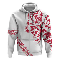 All White Maori Tribal Tattoo Personalised Hoodie Classic Red Polynesian Style - Polynesian Pride