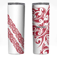 All White Maori Tribal Tattoo Personalised Skinny Tumbler Classic Red Polynesian Style LT9 Red - Polynesian Pride