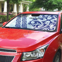 All White Maori Tribal Tattoo Personalised Auto Sun Shade Dark Blue Polynesian Style - Polynesian Pride