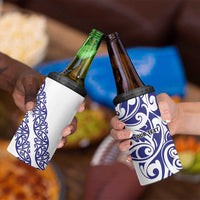All White Maori Tribal Tattoo Personalised 4 in 1 Can Cooler Tumbler Dark Blue Polynesian Style LT9 - Polynesian Pride