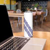 All White Maori Tribal Tattoo Personalised Skinny Tumbler Dark Blue Polynesian Style LT9 - Polynesian Pride