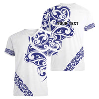 All White Maori Tribal Tattoo Personalised Women V-Neck T-Shirt Dark Blue Polynesian Style LT9 - Polynesian Pride