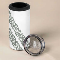 All White Maori Tribal Tattoo Personalised 4 in 1 Can Cooler Tumbler Moss Green Polynesian Style LT9 - Polynesian Pride