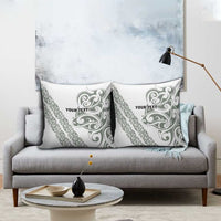 All White Maori Tribal Tattoo Personalised Pillow Cover Moss Green Polynesian Style - Polynesian Pride