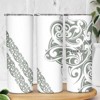 All White Maori Tribal Tattoo Personalised Skinny Tumbler Moss Green Polynesian Style LT9 - Polynesian Pride