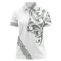 All White Maori Tribal Tattoo Personalised Women Polo Shirt Moss Green Polynesian Style LT9 Female Green - Polynesian Pride