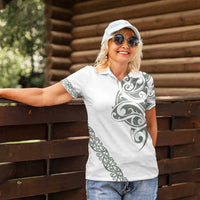 All White Maori Tribal Tattoo Personalised Women Polo Shirt Moss Green Polynesian Style LT9 - Polynesian Pride