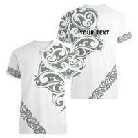 All White Maori Tribal Tattoo Personalised Women V-Neck T-Shirt Moss Green Polynesian Style LT9 - Polynesian Pride