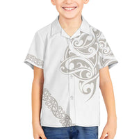 All White Maori Tribal Tattoo Personalised Family Matching Tank Maxi Dress and Hawaiian Shirt Stone Gray Polynesian Style LT9 Son's Shirt Gray - Polynesian Pride