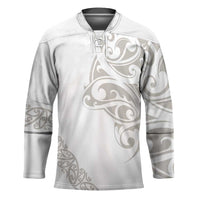 All White Maori Tribal Tattoo Personalised Hockey Jersey Stone Gray Polynesian Style - Polynesian Pride