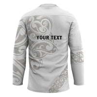 All White Maori Tribal Tattoo Personalised Hockey Jersey Stone Gray Polynesian Style - Polynesian Pride