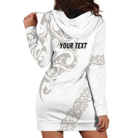 All White Maori Tribal Tattoo Personalised Hoodie Dress Stone Gray Polynesian Style LT9 - Polynesian Pride