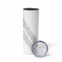 All White Maori Tribal Tattoo Personalised Skinny Tumbler Stone Gray Polynesian Style LT9 - Polynesian Pride