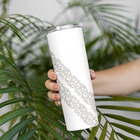 All White Maori Tribal Tattoo Personalised Skinny Tumbler Stone Gray Polynesian Style LT9 - Polynesian Pride