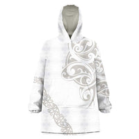 All White Maori Tribal Tattoo Personalised Wearable Blanket Hoodie Stone Gray Polynesian Style LT9 One Size Gray - Polynesian Pride
