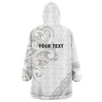 All White Maori Tribal Tattoo Personalised Wearable Blanket Hoodie Stone Gray Polynesian Style LT9 - Polynesian Pride