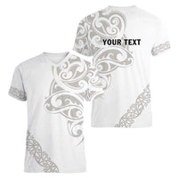 All White Maori Tribal Tattoo Personalised Women V-Neck T-Shirt Stone Gray Polynesian Style LT9 - Polynesian Pride
