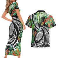 Polynesian Pacific Rugby Tribal Couples Matching Short Sleeve Bodycon Dress and Hawaiian Shirt Tropical Vibe LT9 - Polynesian Pride