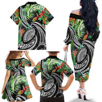 Polynesian Pacific Rugby Tribal Family Matching Off The Shoulder Long Sleeve Dress and Hawaiian Shirt Tropical Vibe LT9 - Polynesian Pride