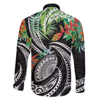 Polynesian Pacific Rugby Tribal Family Matching Off The Shoulder Long Sleeve Dress and Hawaiian Shirt Tropical Vibe LT9 - Polynesian Pride