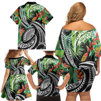 Polynesian Pacific Rugby Tribal Family Matching Off Shoulder Short Dress and Hawaiian Shirt Tropical Vibe LT9 - Polynesian Pride