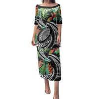 Polynesian Pacific Rugby Tribal Family Matching Puletasi and Hawaiian Shirt Tropical Vibe LT9 Mom's Dress Black - Polynesian Pride