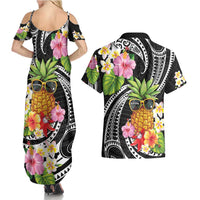 Hau'oli Makahiki Hou Couples Matching Summer Maxi Dress and Hawaiian Shirt Aloha Pineapple Tropical Vibe LT9 - Polynesian Pride
