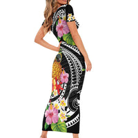 Hau'oli Makahiki Hou Family Matching Short Sleeve Bodycon Dress and Hawaiian Shirt Aloha Pineapple Tropical Vibe LT9 - Polynesian Pride