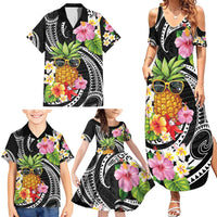 Hau'oli Makahiki Hou Family Matching Summer Maxi Dress and Hawaiian Shirt Aloha Pineapple Tropical Vibe LT9 - Polynesian Pride