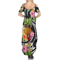 Hau'oli Makahiki Hou Family Matching Summer Maxi Dress and Hawaiian Shirt Aloha Pineapple Tropical Vibe LT9 - Polynesian Pride