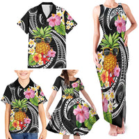 Hau'oli Makahiki Hou Family Matching Tank Maxi Dress and Hawaiian Shirt Aloha Pineapple Tropical Vibe LT9 - Polynesian Pride