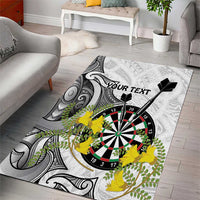 Personalised New Zealand Darts Area Rug Kowhai Floral with Maori Tattoo LT9 - Polynesian Pride