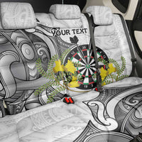 Personalised New Zealand Darts Back Car Seat Cover Kowhai Floral with Maori Tattoo LT9 - Polynesian Pride