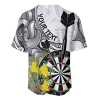 Personalised New Zealand Darts Baseball Jersey Kowhai Floral with Maori Tattoo LT9 - Polynesian Pride