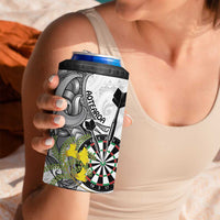Personalised New Zealand Darts 4 in 1 Can Cooler Tumbler Kowhai Floral with Maori Tattoo LT9 - Polynesian Pride