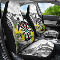 Personalised New Zealand Darts Car Seat Cover Kowhai Floral with Maori Tattoo LT9 - Polynesian Pride