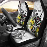 Personalised New Zealand Darts Car Seat Cover Kowhai Floral with Maori Tattoo LT9 - Polynesian Pride