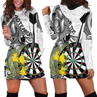 Personalised New Zealand Darts Hoodie Dress Kowhai Floral with Maori Tattoo LT9 - Polynesian Pride