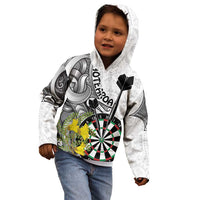 Personalised New Zealand Darts Kid Hoodie Kowhai Floral with Maori Tattoo LT9 - Polynesian Pride