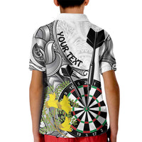 Personalised New Zealand Darts Kid Polo Shirt Kowhai Floral with Maori Tattoo LT9 - Polynesian Pride