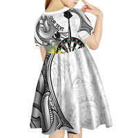 Personalised New Zealand Darts Kid Short Sleeve Dress Kowhai Floral with Maori Tattoo LT9 - Polynesian Pride