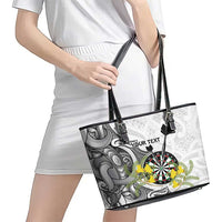 Personalised New Zealand Darts Leather Tote Bag Kowhai Floral with Maori Tattoo LT9 - Polynesian Pride