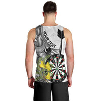 Personalised New Zealand Darts Men Tank Top Kowhai Floral with Maori Tattoo LT9 - Polynesian Pride