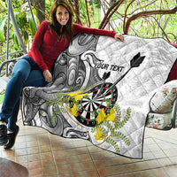 Personalised New Zealand Darts Quilt Kowhai Floral with Maori Tattoo LT9 - Polynesian Pride