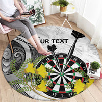 Personalised New Zealand Darts Round Carpet Kowhai Floral with Maori Tattoo LT9 - Polynesian Pride